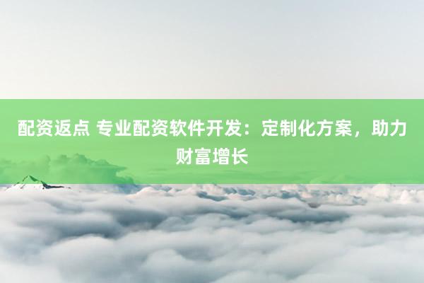 配资返点 专业配资软件开发：定制化方案，助力财富增长